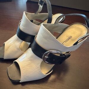 Bellini Black and White Sandals with Elegant Slingback